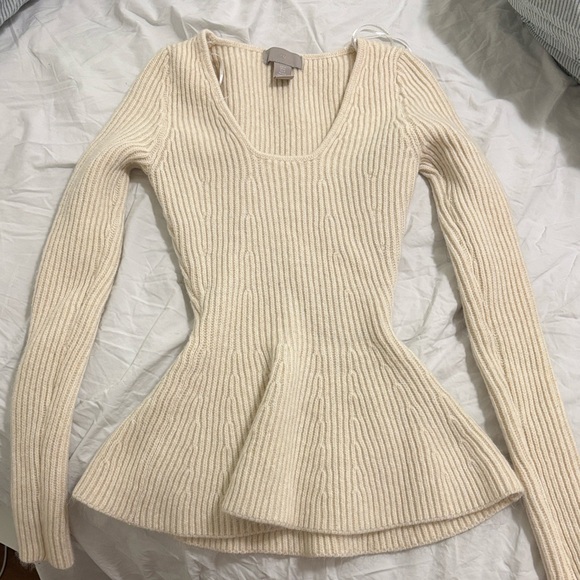 H&M Sweaters - XS H&M Cream/Beige Peplum babydoll knitted sweater